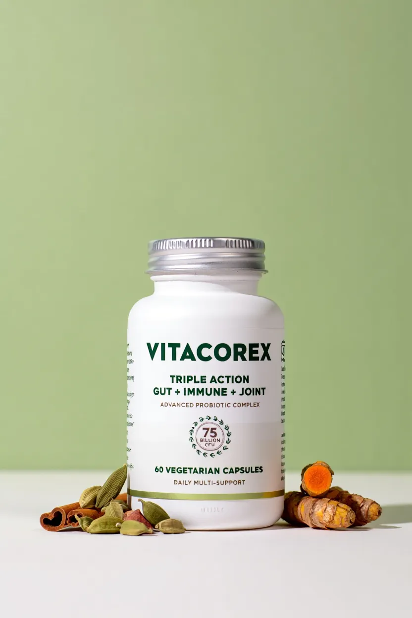 Vitacorex supplement bottle with natural ingredients